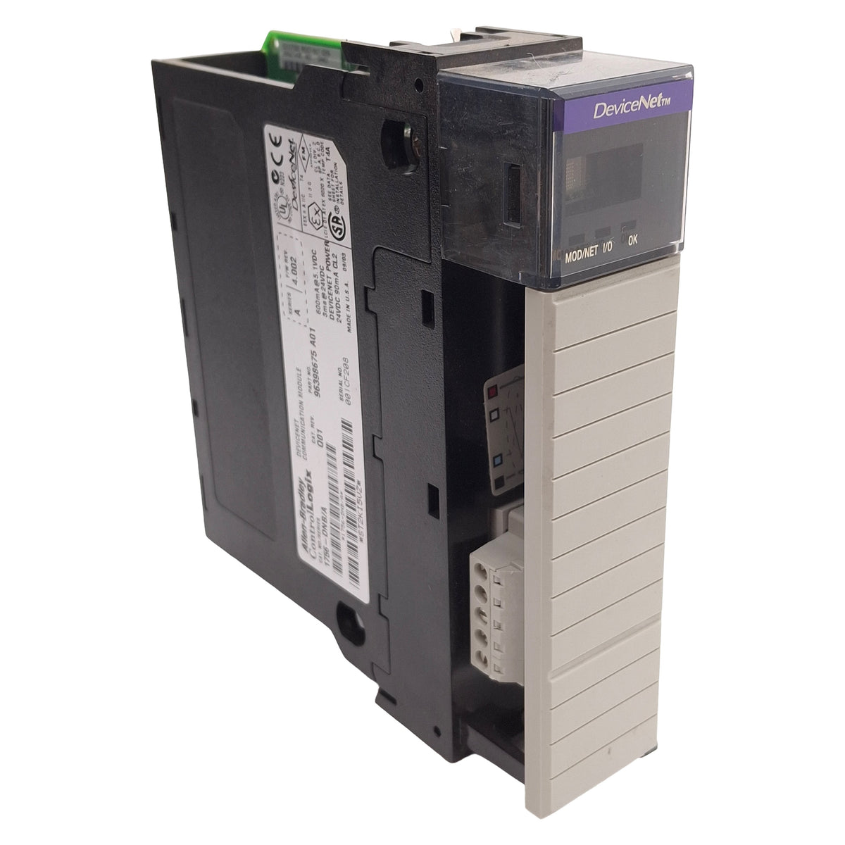 Used Allen Bradley 1756-DNB/A 96398675 A01 ControlLogix DeviceNet Module, 24VDC