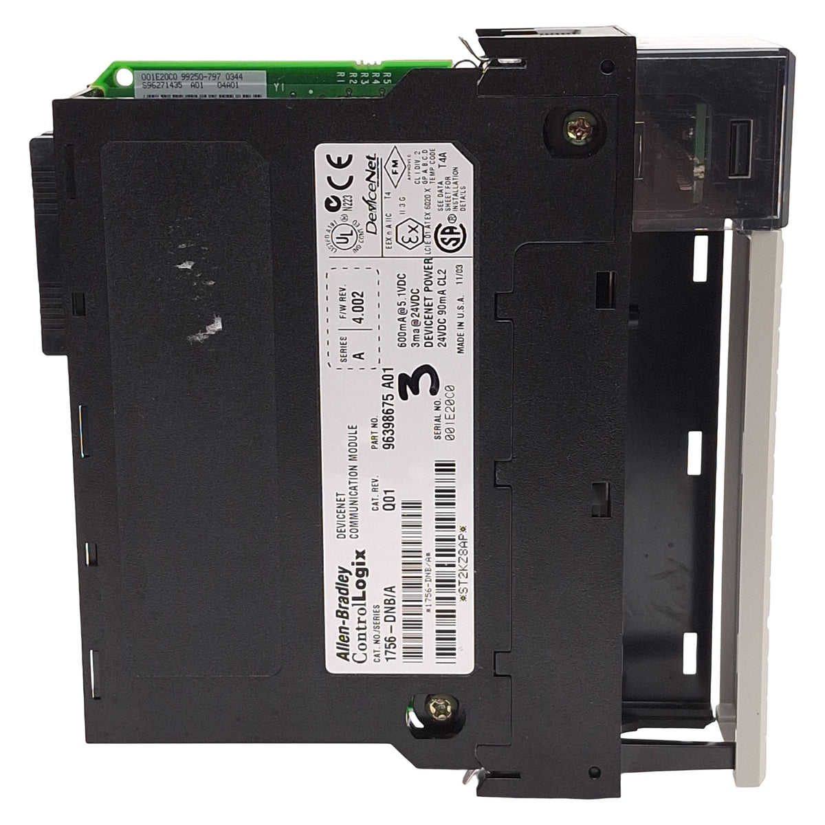 Used Allen Bradley 1756-DNB/A 96398675 A01 ControlLogix DeviceNet Module *Door Hinge*