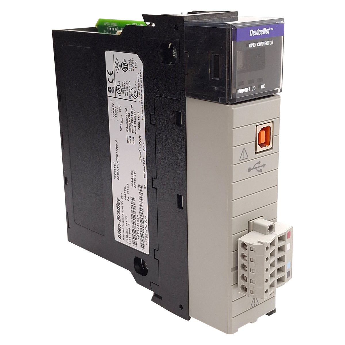 Used Allen Bradley 1756-DNB/D 26558 ControlLogix DeviceNet Communication Module 24VDC