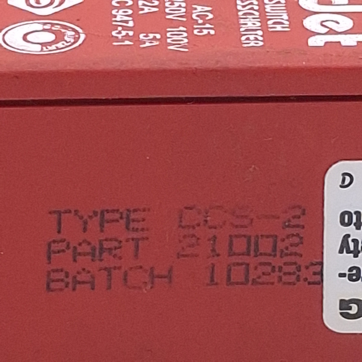 Used Allen Bradley 21002 CCS-2 Cadet Guard Master Safety Switch, 2NC, 1A 500V, W/ Key