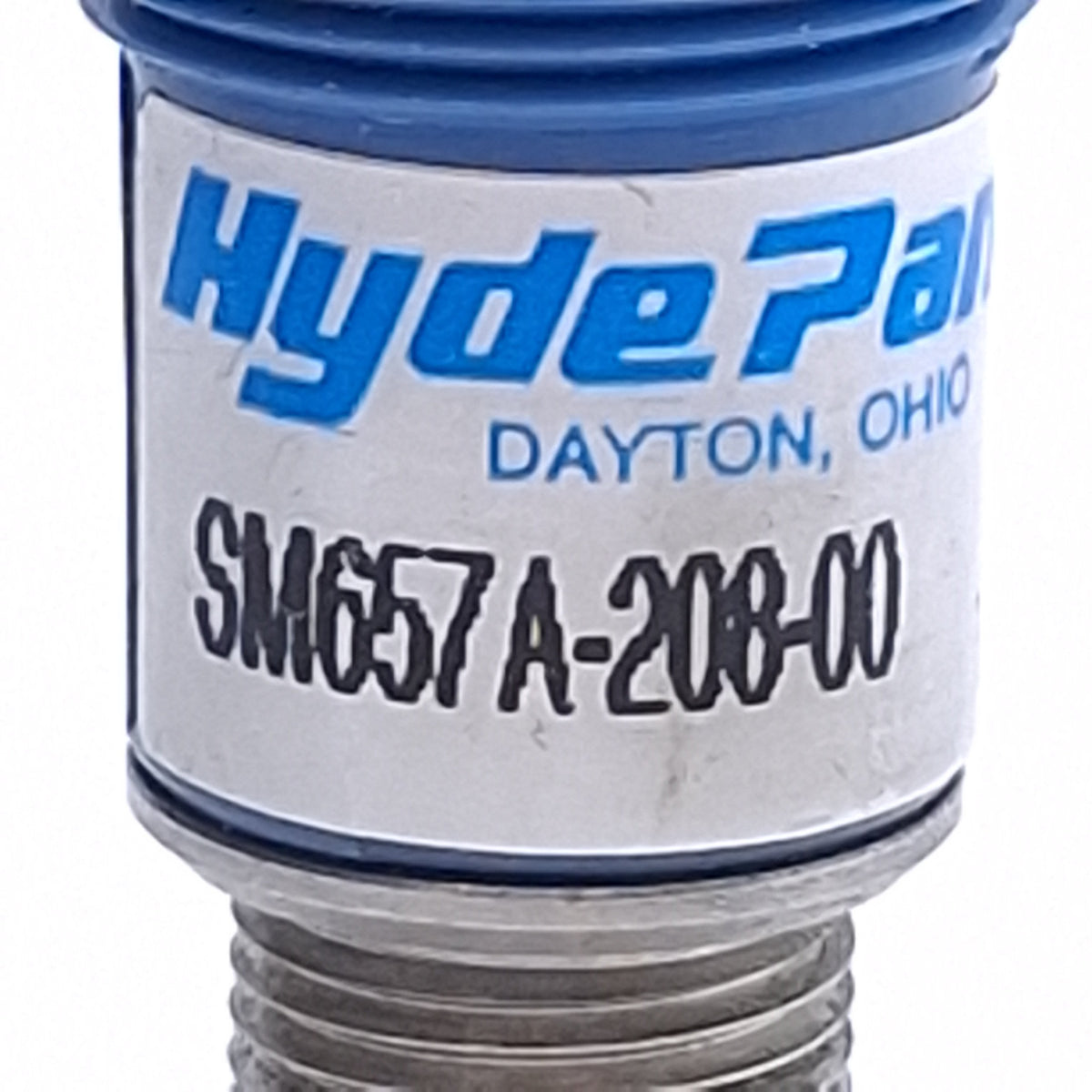 Used Hyde Park SM657A-208-00 Ultrasonic Sensor 10-28VDC, PNP/NPN Out, M12 4-Pin