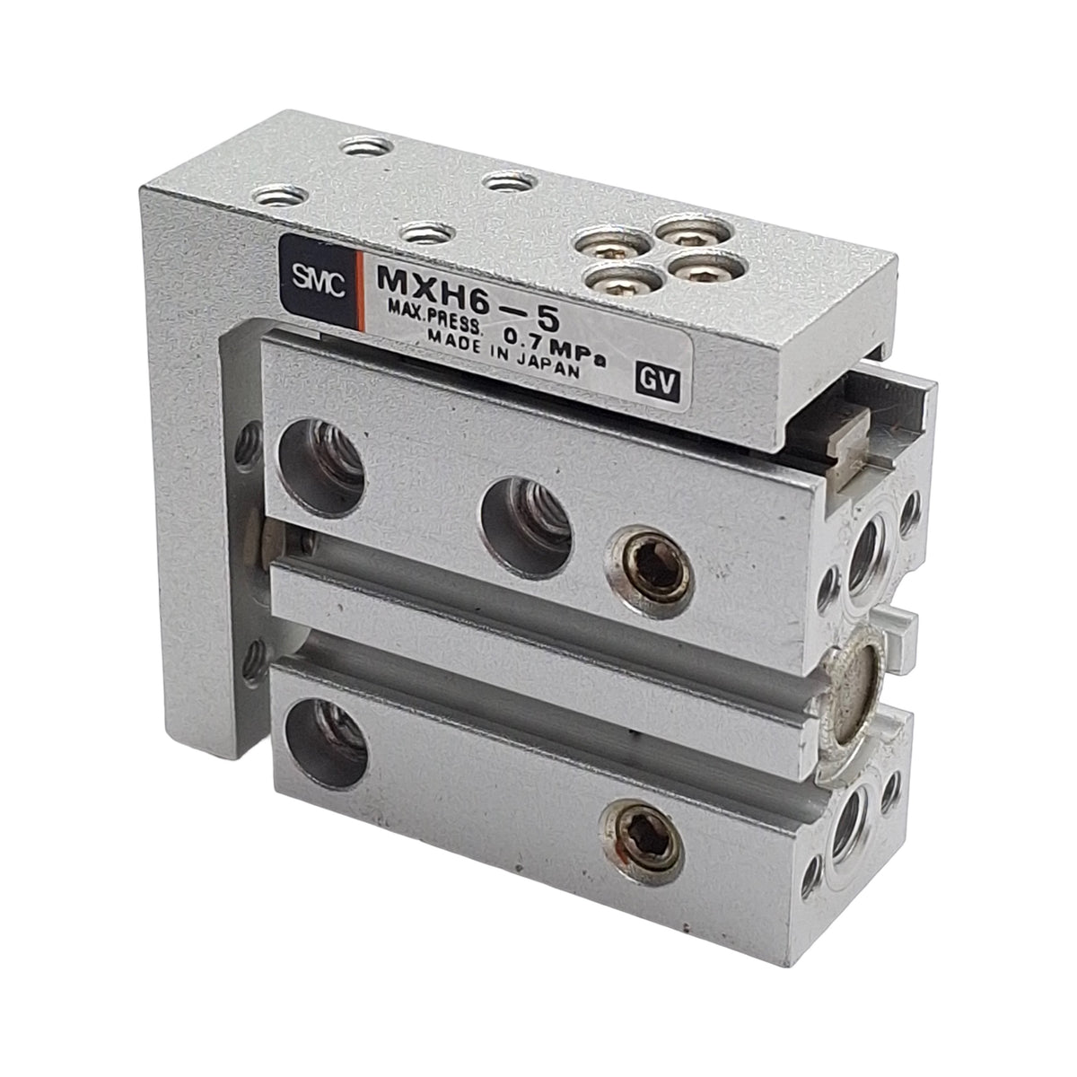 Used SMC MXH6-5 Compact Slide Table, 6mm Bore x 5mm Stroke, 0.7MPa, M5x0.8 Ports