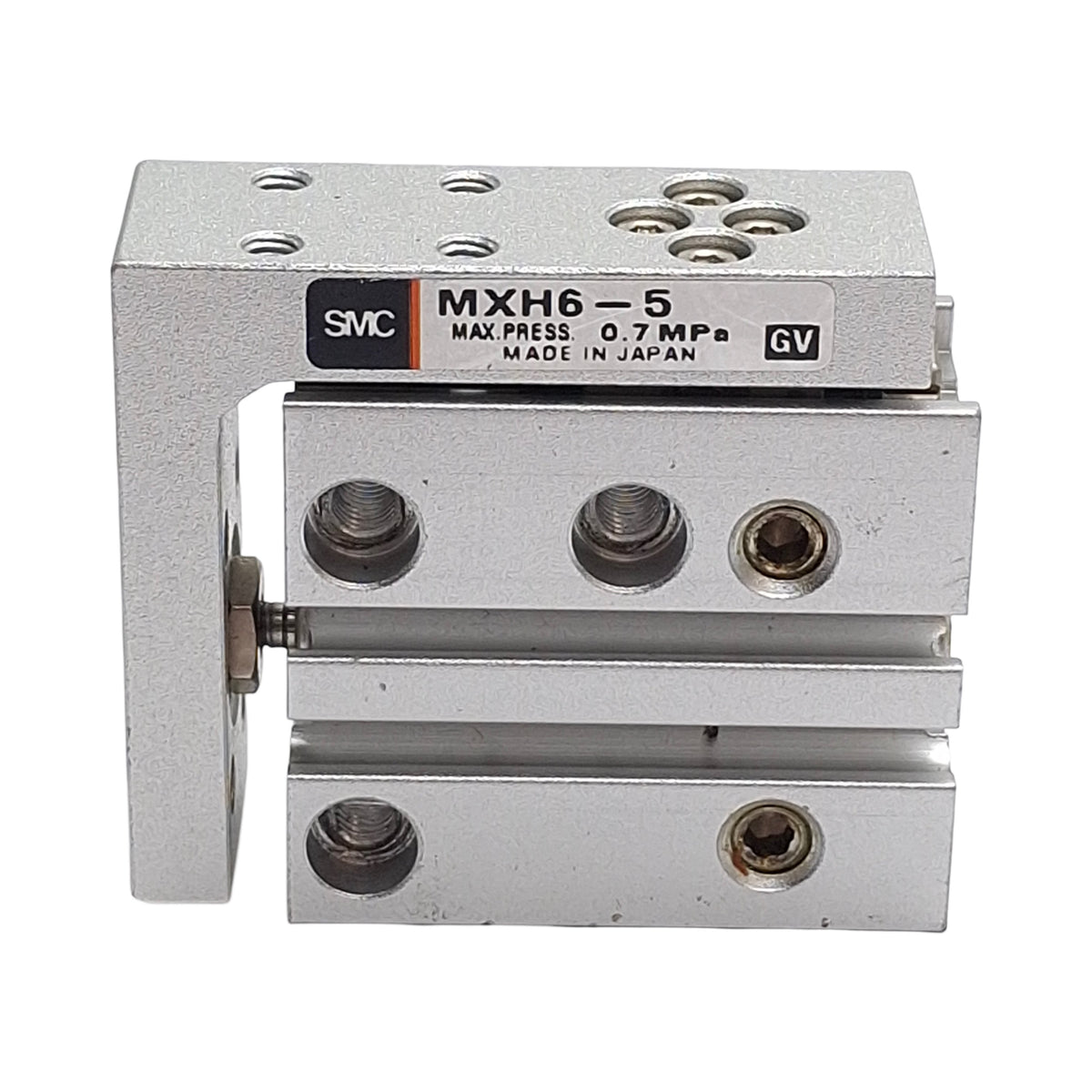 Used SMC MXH6-5 Compact Slide Table, 6mm Bore x 5mm Stroke, 0.7MPa, M5x0.8 Ports