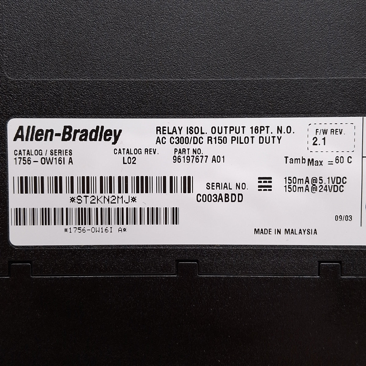 Used Allen Bradley 1756-OW16I/A ControlLogix Relay Output Module, 16NO, 125VDC/240VAC
