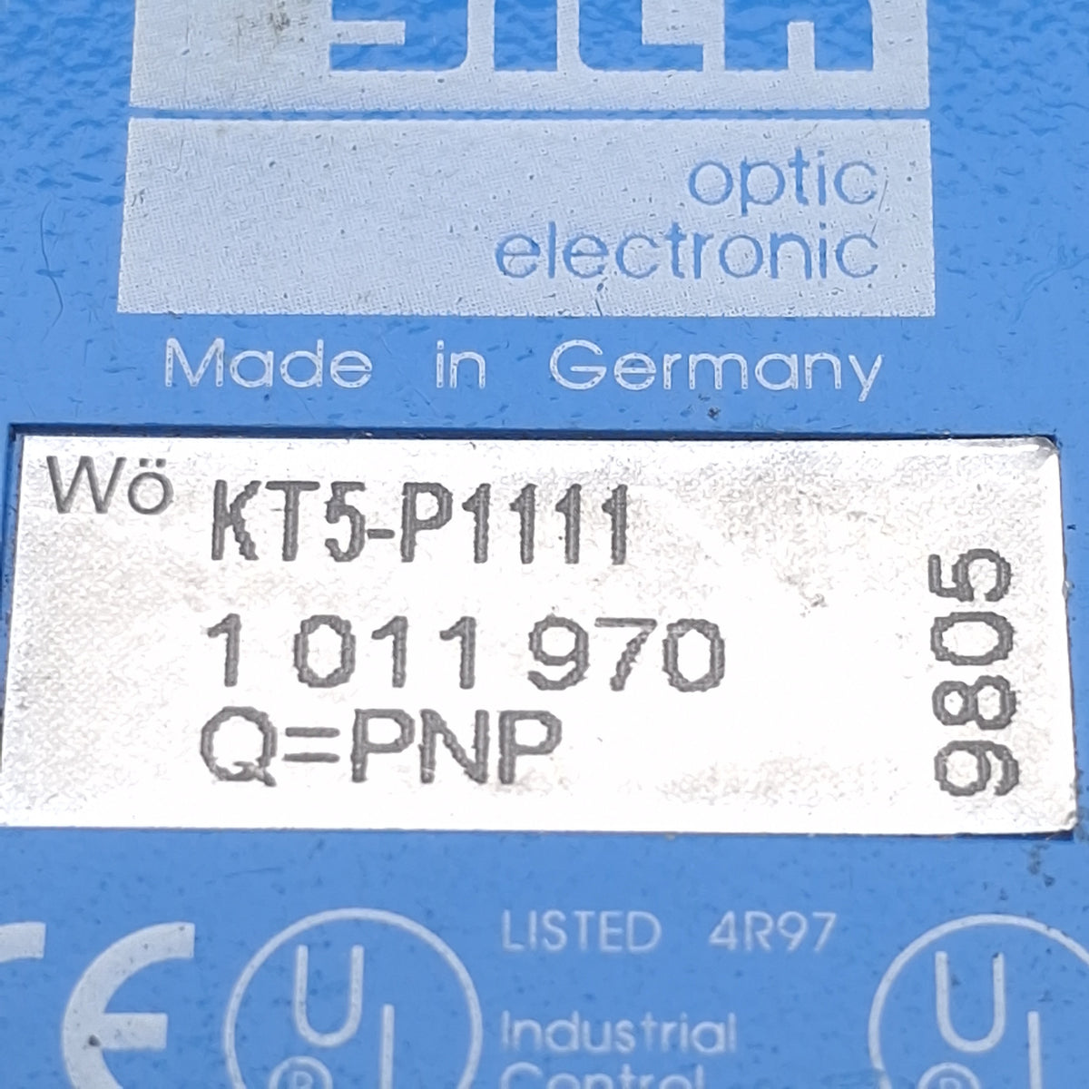 Used Sick KT5-P1111 Photoelectric Contrast Sensor, PNP, 10mm Range, 10-30VDC, 4-P M12