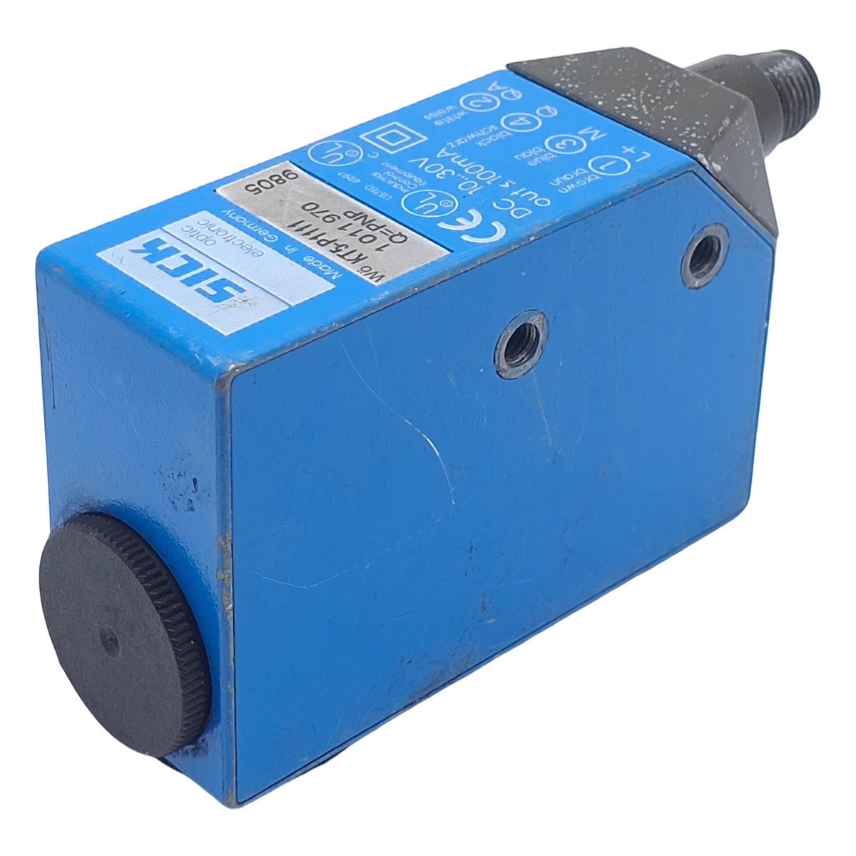 Used Sick KT5-P1111 Photoelectric Contrast Sensor, PNP, 10mm Range, 10-30VDC, 4-P M12
