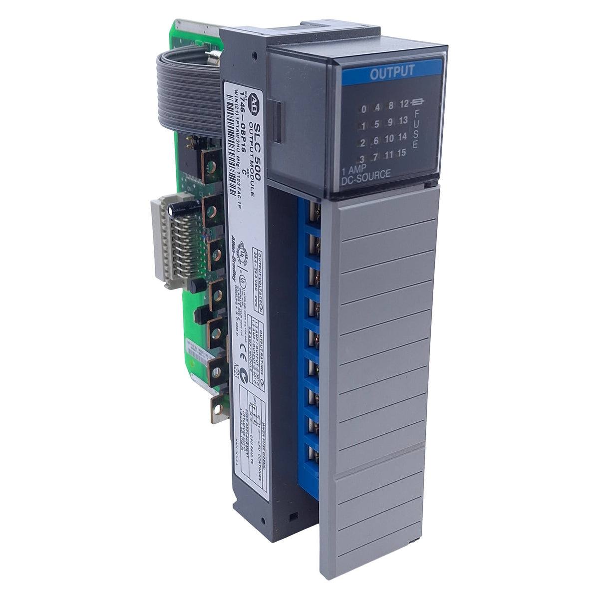 Used Allen Bradley 1746-OBP16 Series C SLC 500 DC Sourcing Output Module, 16-Channel