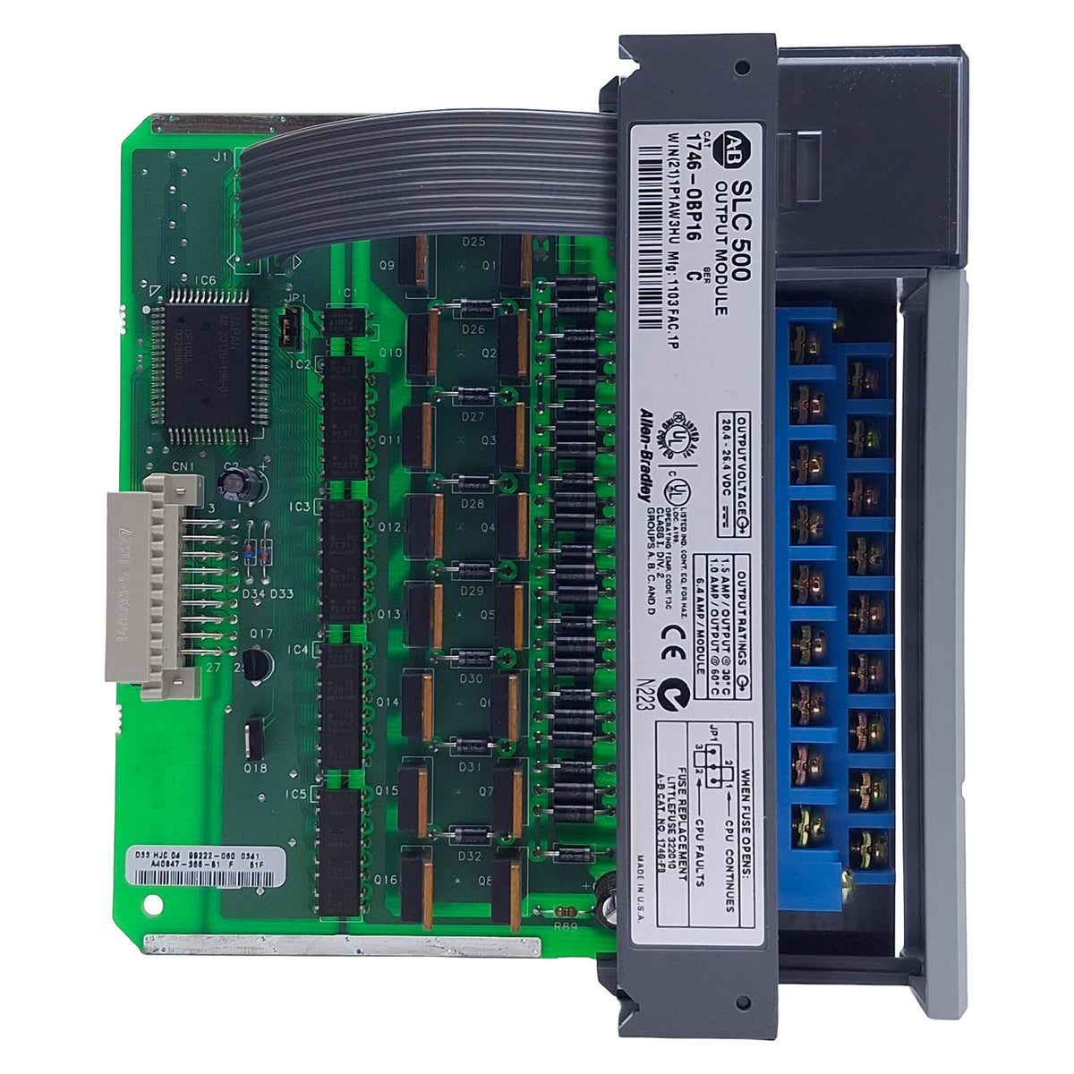 Used Allen Bradley 1746-OBP16 Series C SLC 500 DC Sourcing Output Module, 16-Channel