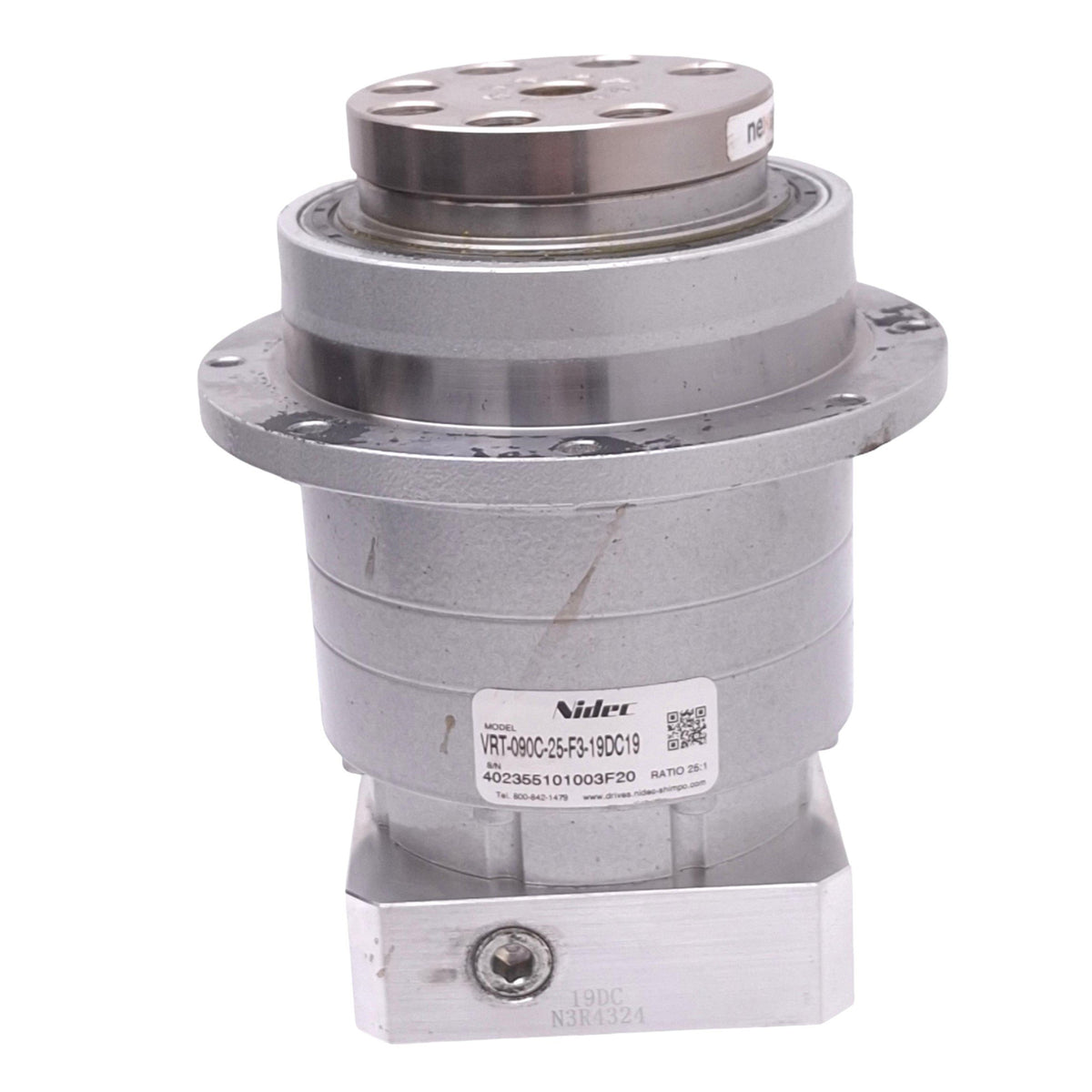 Used Nidec VRT-090C-25-F3-19DC19 Planetary Gear Reducer, 25:1, ø19mm In, 106Nm Max