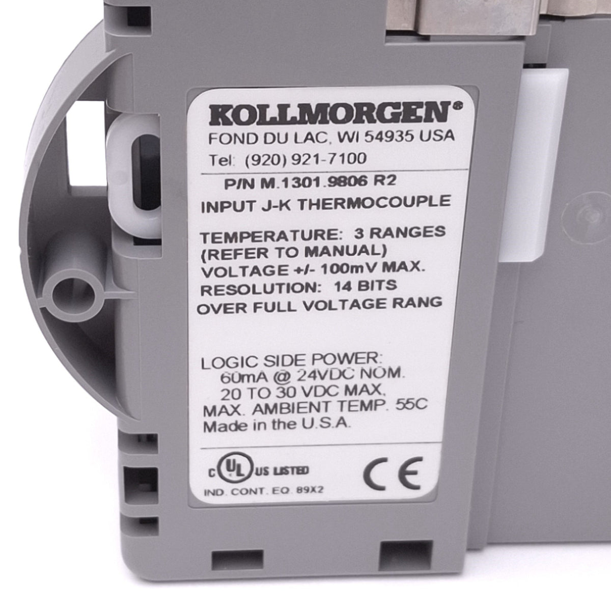 New Kollmorgen M.1301.9806 Input J-K Thermocouple Module, +-100mV 14-bit, 24VDC In