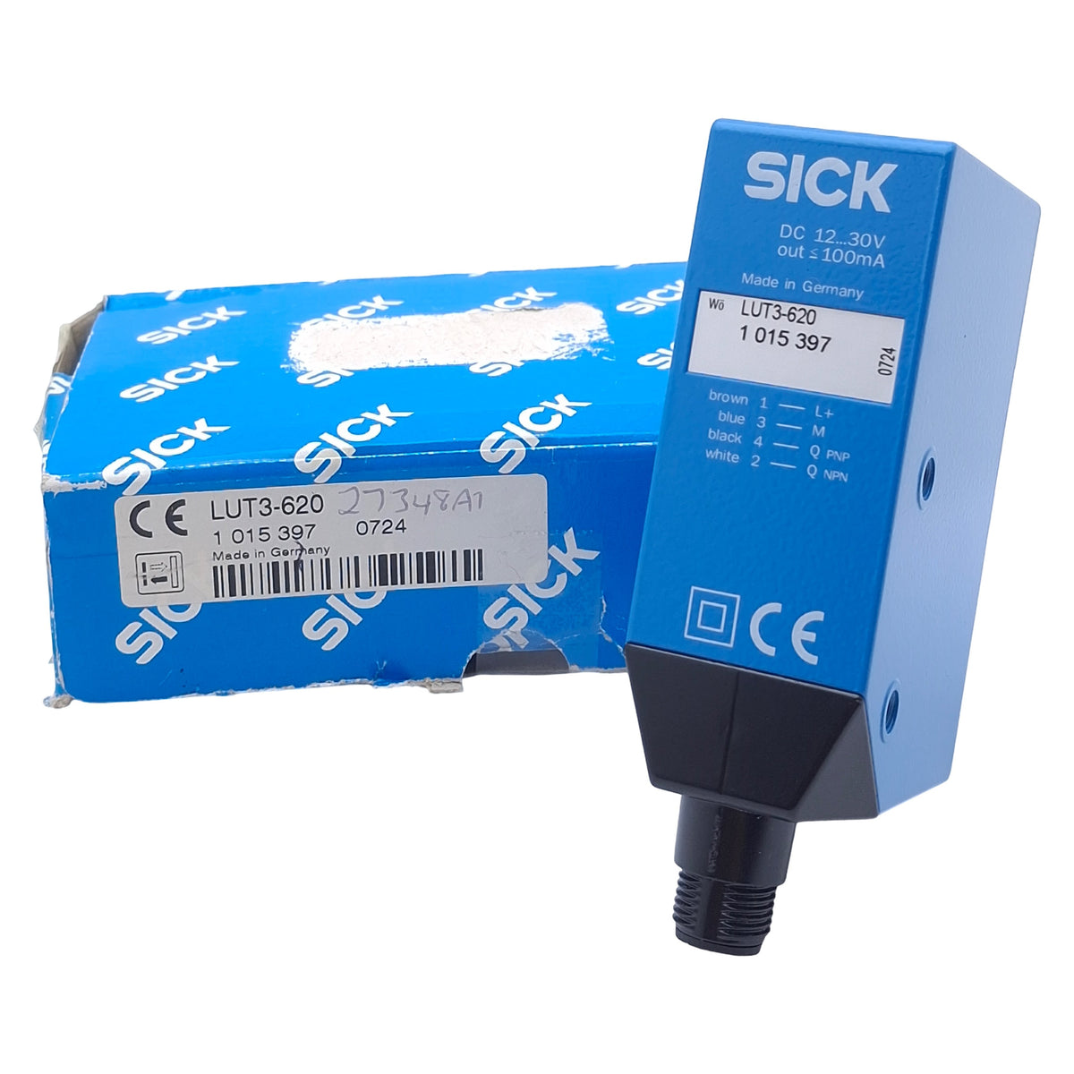 New Sick LUT3-620 Luminescence Sensor, PNP/NPN, 10-35mm Range, 12-30VDC, 4-Pin M12