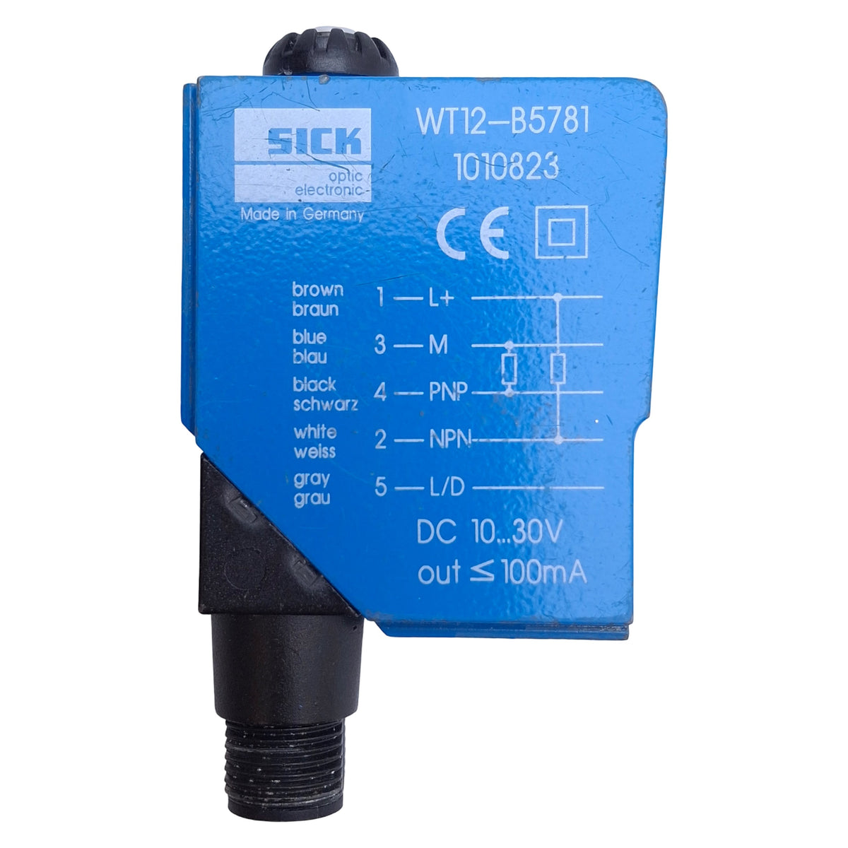 Used Sick WT12-B5781 1010823 Photoelectric Sensor 10-30VDC, PNP/NPN, 100mA Out