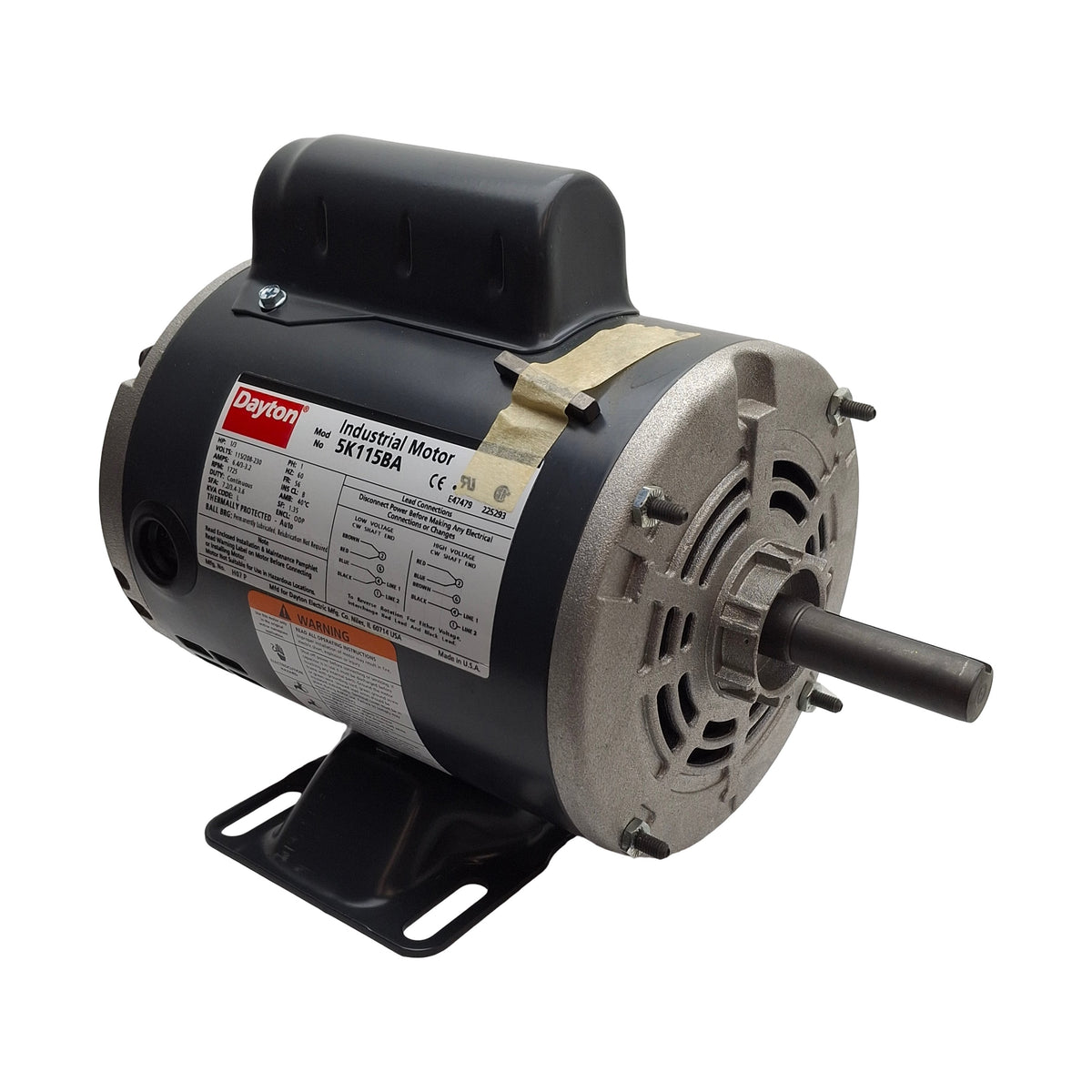 New – Open box Dayton 5K115BA General Purpose Motor 1/3HP 1725RPM, 115/208-230VAC 1PH, 56 Frame