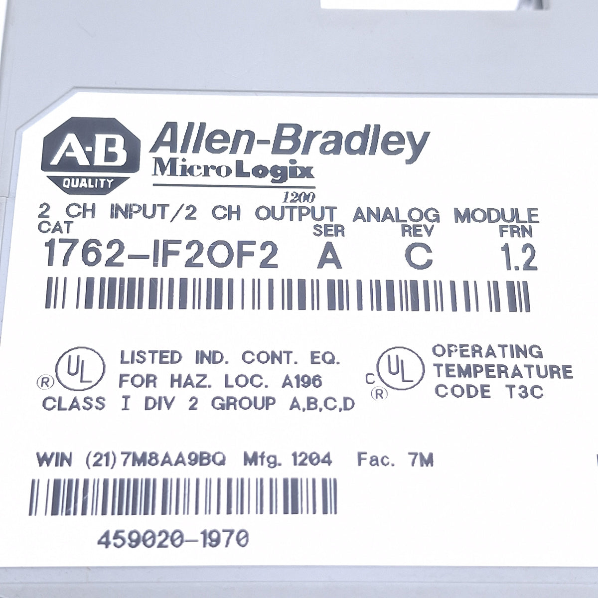 Used Allen Bradley 1762-IF2OF2 Series A MicroLogix 1200 Analog I/O Module 4-Channel