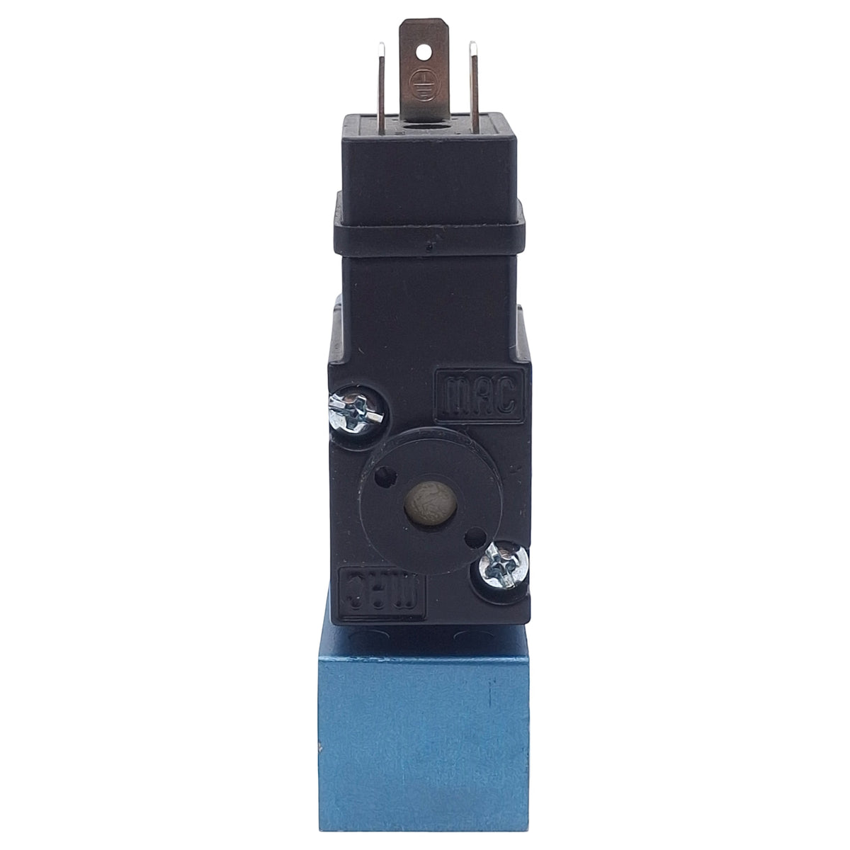 Used Mac 132B-591JD Solenoid Valve, 3/2-Way NO-NC, 1/8in NPT, Vac-150psi, 24VDC Coil