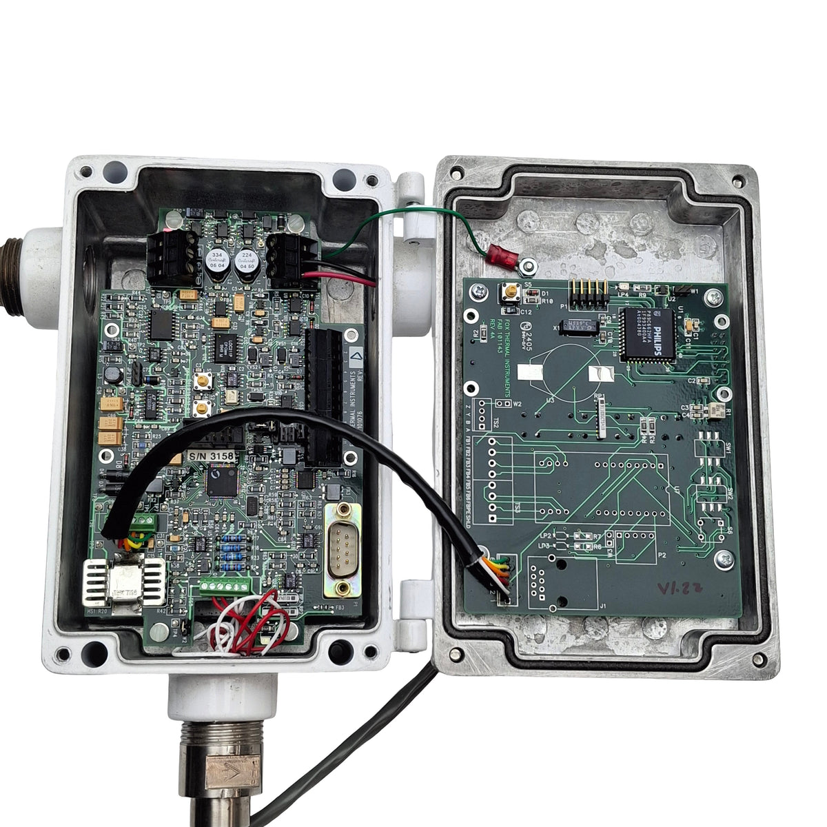 Used Fox Thermal Model FT2 V1.4 Rev L In-Line Flow Meter, 4-20mA Out, ~140SCFM Max