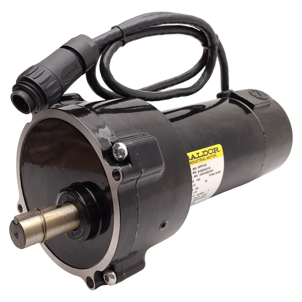 New – Open box Baldor GPP7470 Gearmotor, 5:1, 1/4HP 180VDC 1.25A, 500rpm, 25in-lb, ø3/4in Shaft