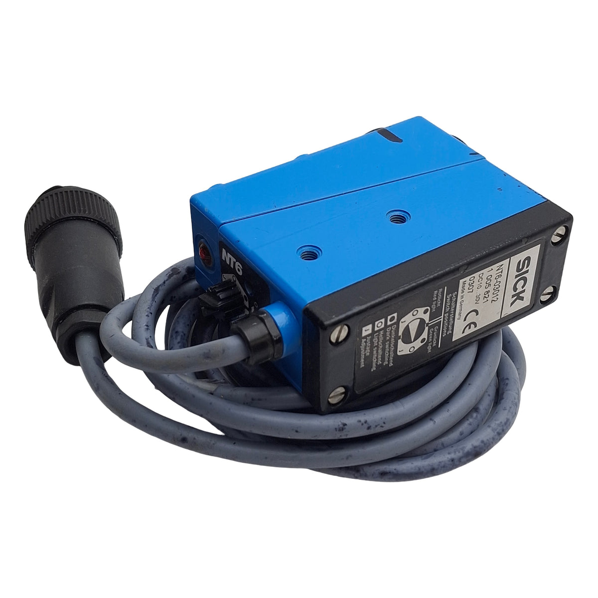 Used Sick NT6-03012 1005821 Contrast Sensor 9mm Max Range, 10-30VDC, 6V Analog Output