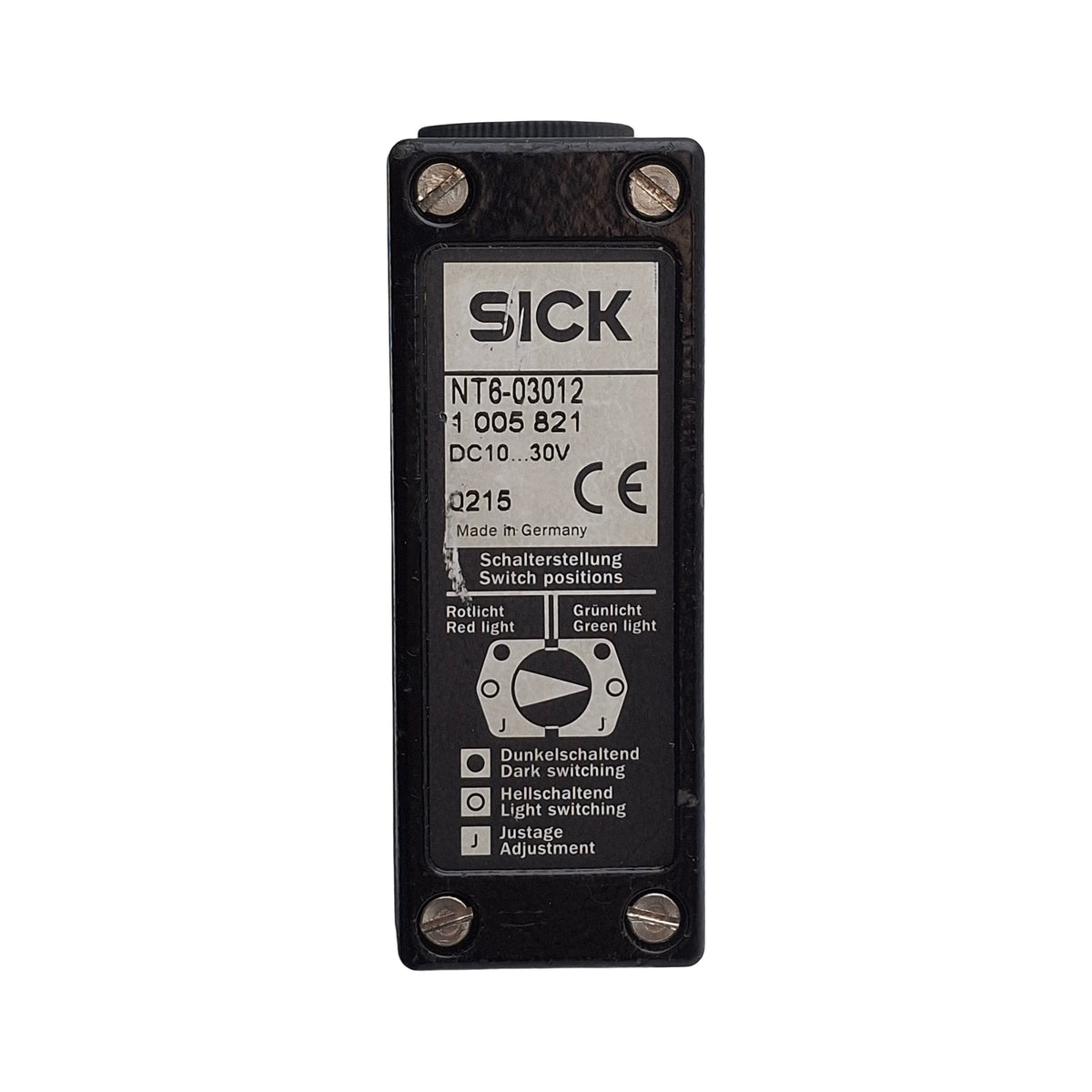 Used Sick NT6-03012 1005821 Contrast Sensor 9mm Max Range, 10-30VDC, *Cut Plug*