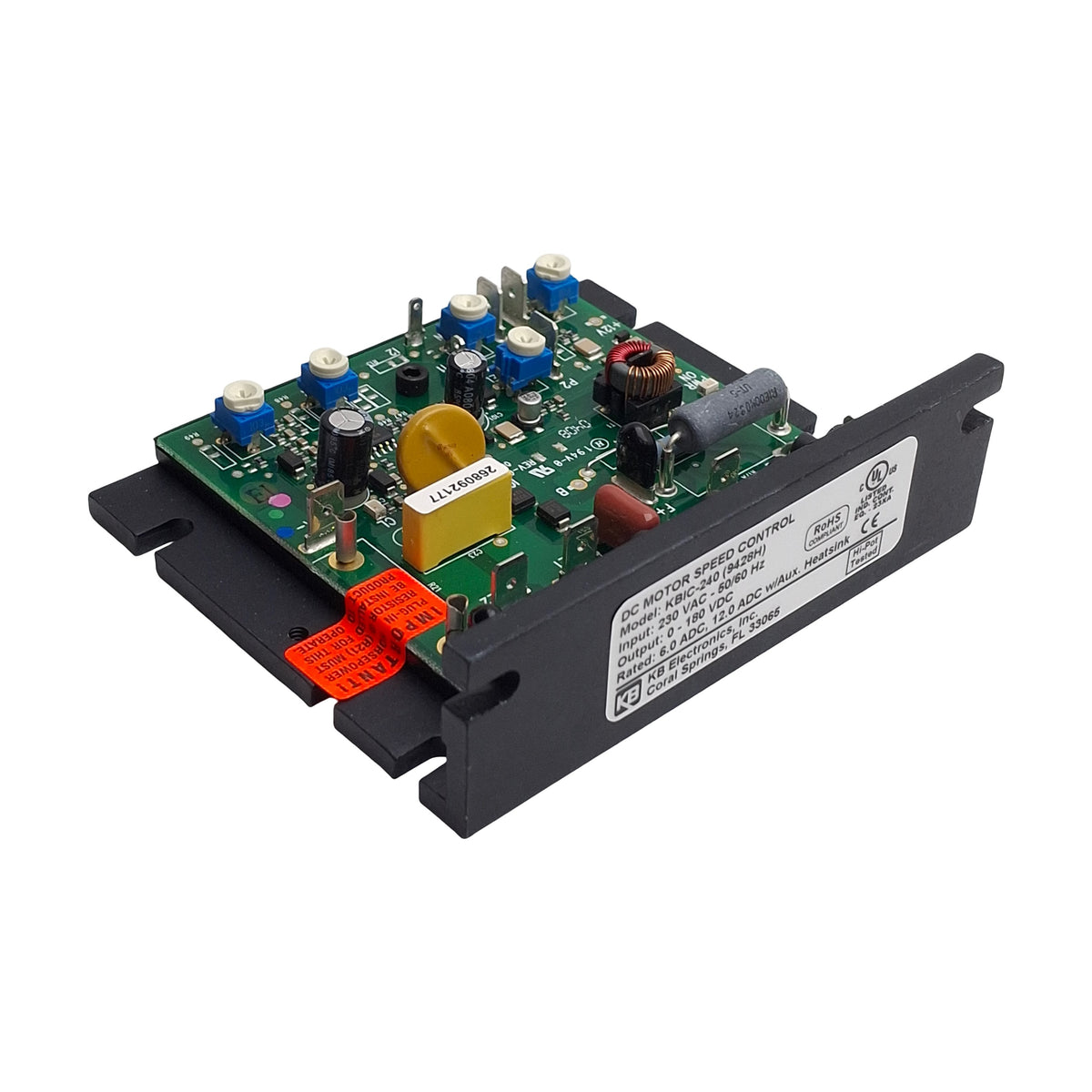 New KB Electronics KBIC-240 9428H SCR DC Motor Speed Control, 208-230VAC/0-180VDC 6A