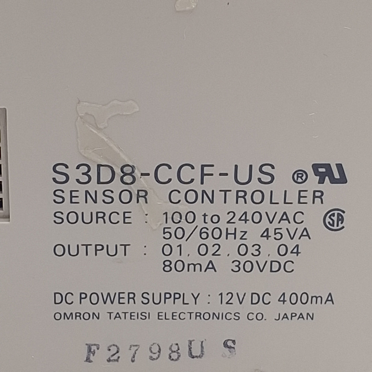 Used Omron S3D8-CCF-US Sensor Controller 8-In, 4-Out, 12VDC 100-240VAC, DIN Rail