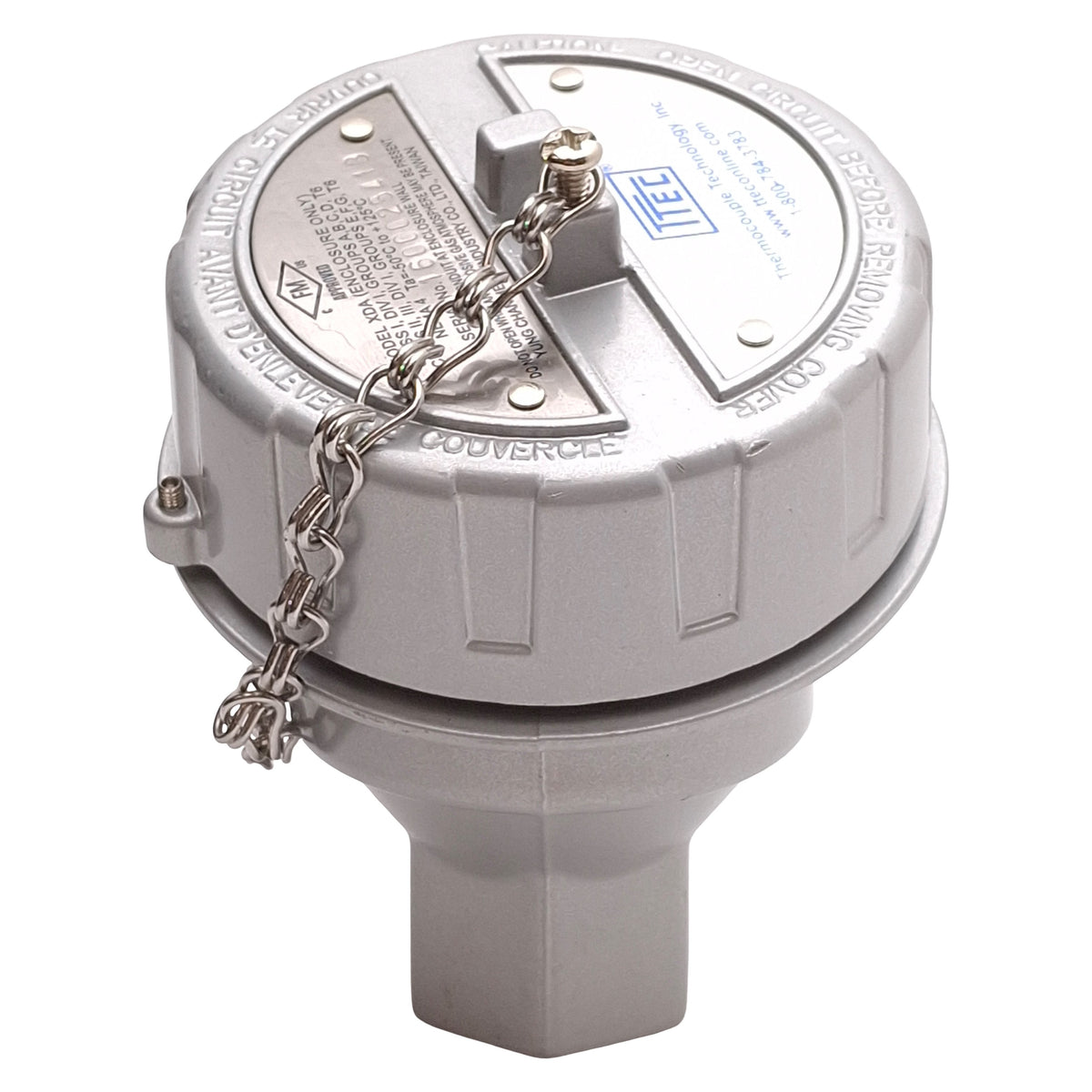 Used TTEC XDA Explosion Proof Aluminum Thermocouple Enclosure Only, 3/4in & 1/2in NPT