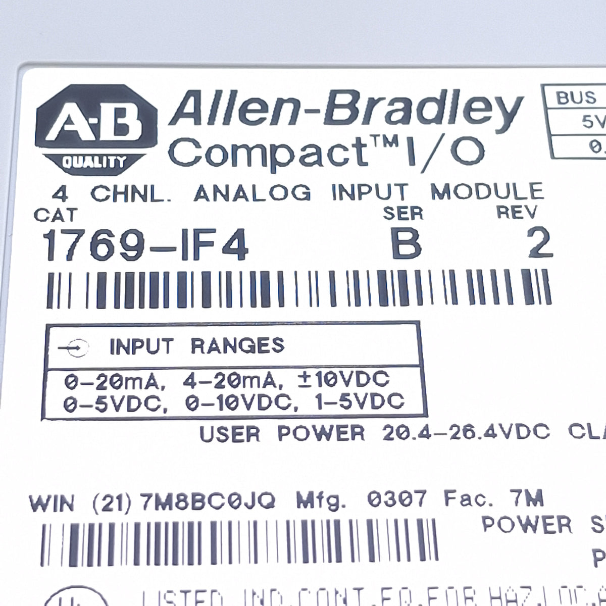 Used Allen Bradley 1769-IF4 Ser B CompactLogix Analog Input Module, 4-Channel