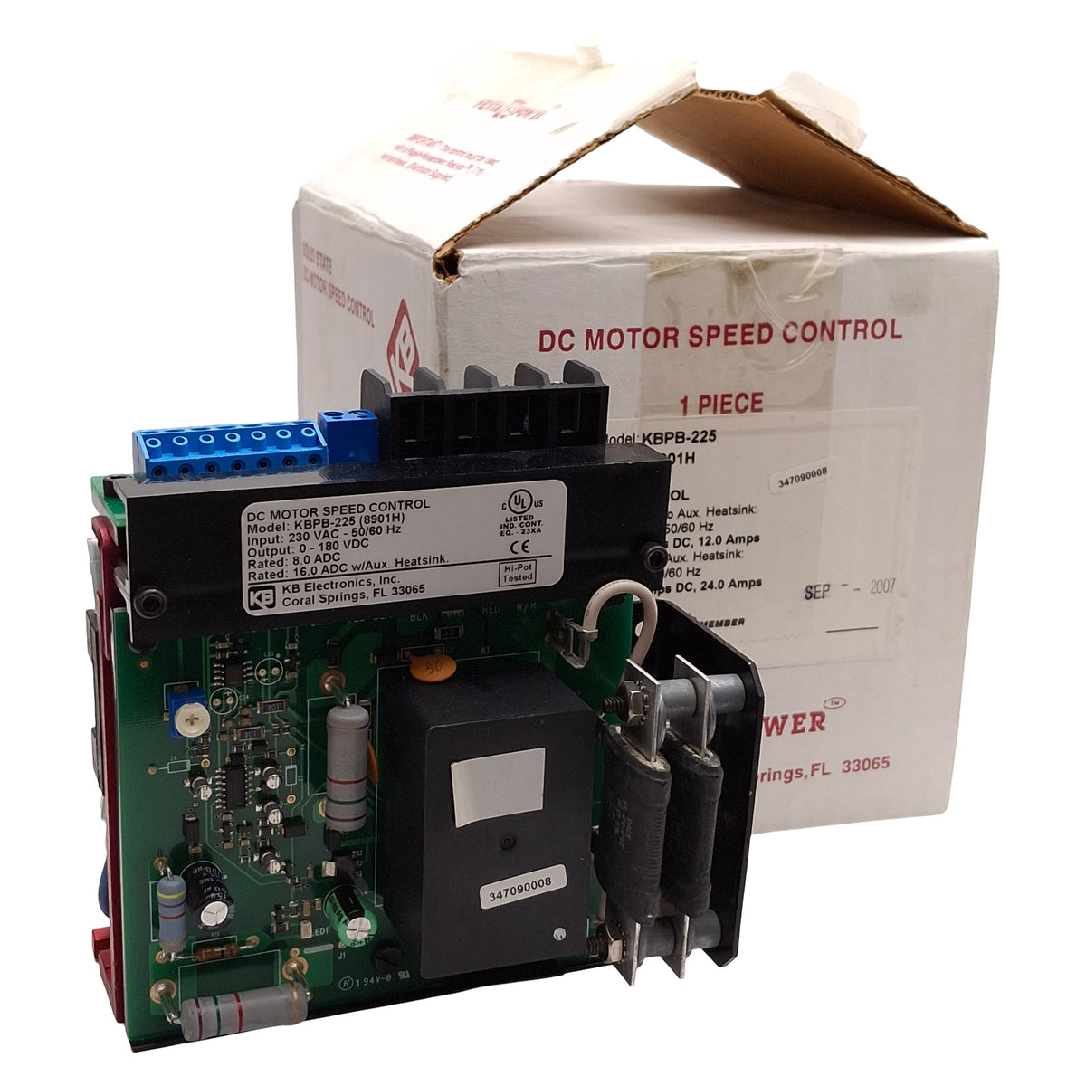 New – Open box KB Electronics KBPB-225 8901H DC Motor Speed Control, 1-1/2HP, 0-180VDC 8A
