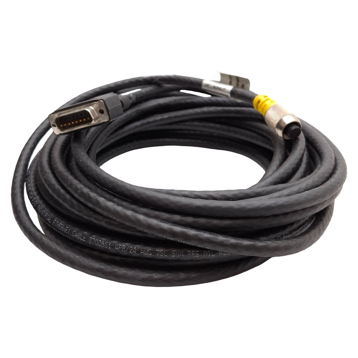 Used Molex 849090204 Industrial Ethernet Cable, Cat5e, 60VDC 2A, M12 8-Pin, DB15, 10m