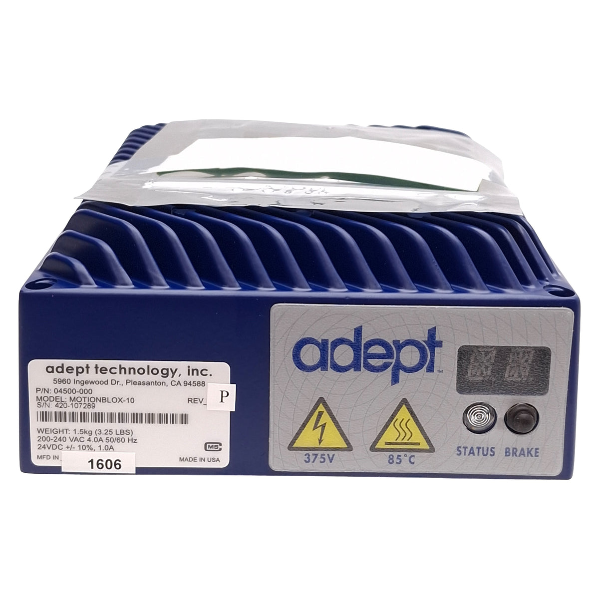 New Adept 04500-000 MOTIONBLOX-10 Servo Amplifier, 24VDC Control, 200-240VAC Supply