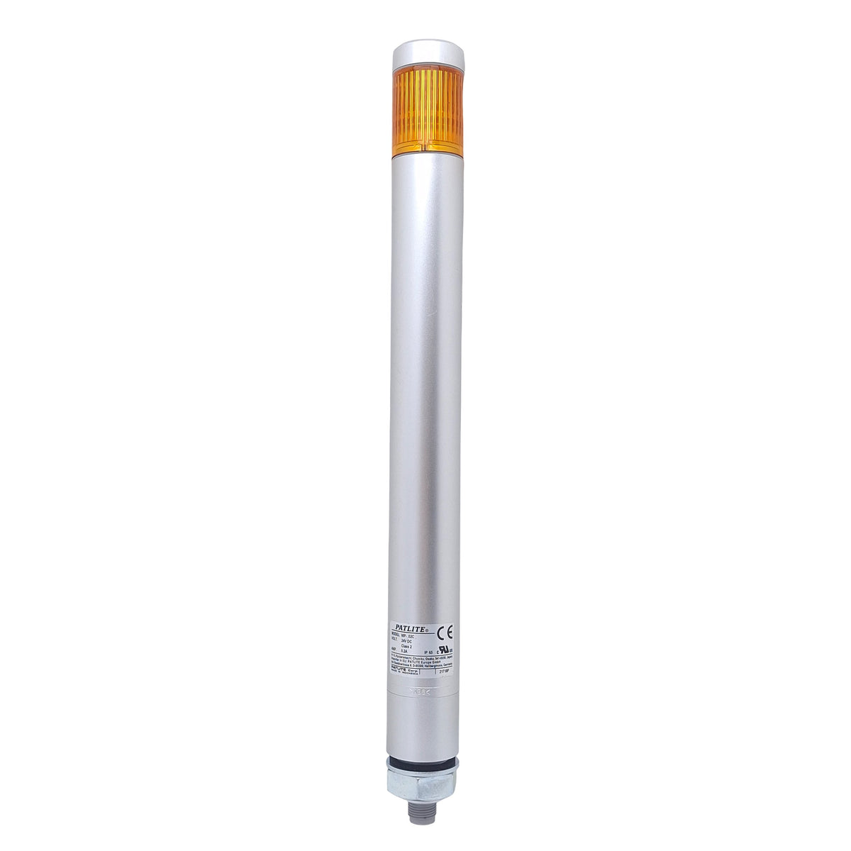Used Patlite MP-02C MP-102C Signal Tower Light, Amber 26.6mA, 24VDC, 4-Pin M12, 11" H
