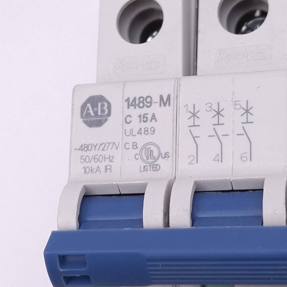 Used Allen Bradley 1489-M3C150 Circuit Breaker, 3-Pole 15A, 480Y/277VAC Max