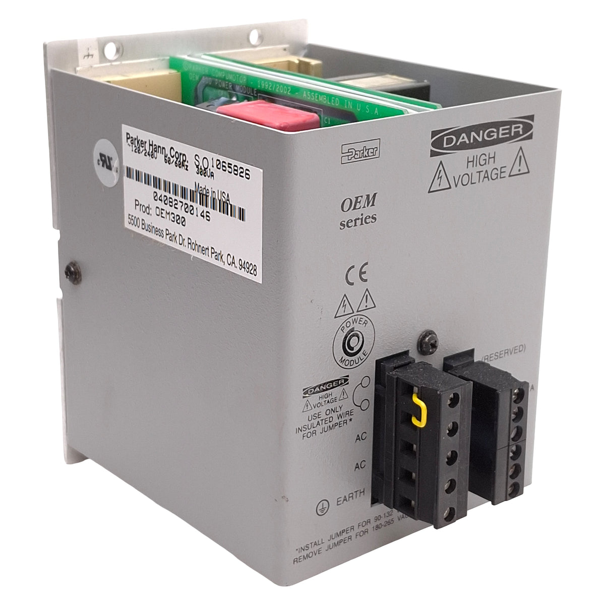 Used Parker OEM300 71-013256-02 Power Module, 120/240VAC Input, 75VDC 2.7A Output