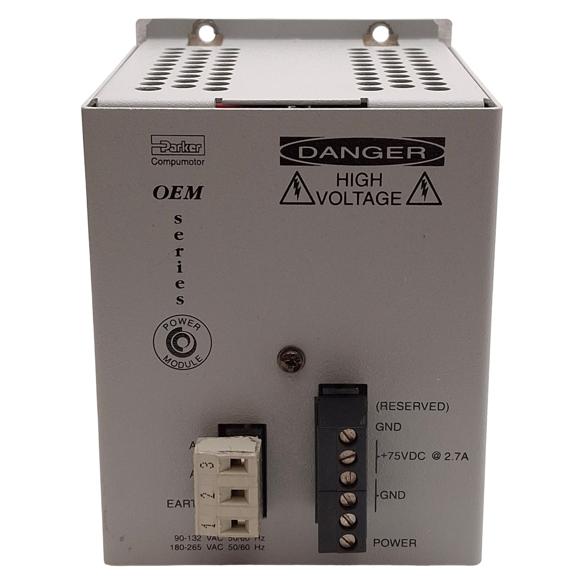 Used Parker OEM300 71-013256-01 Power Supply, 120/240VAC Input, 75VDC 2.7A Output
