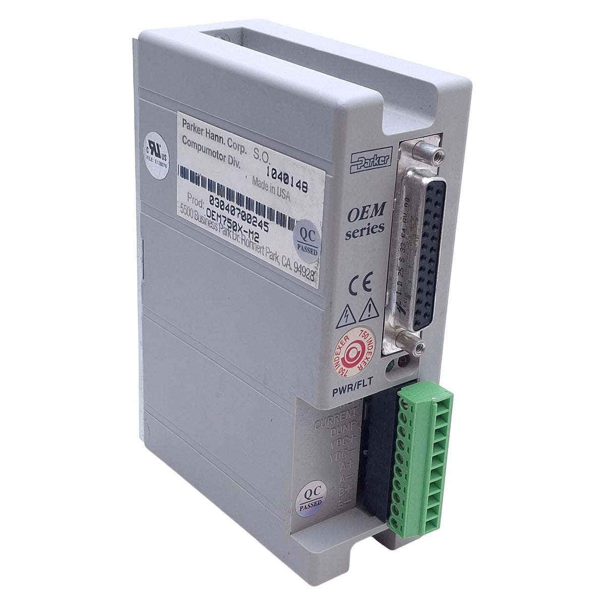 Used Parker OEM750X-M2 Compumotor Stepper Drive/Indexer, 2-Phase .15-7.5A 24-75VDC 2A