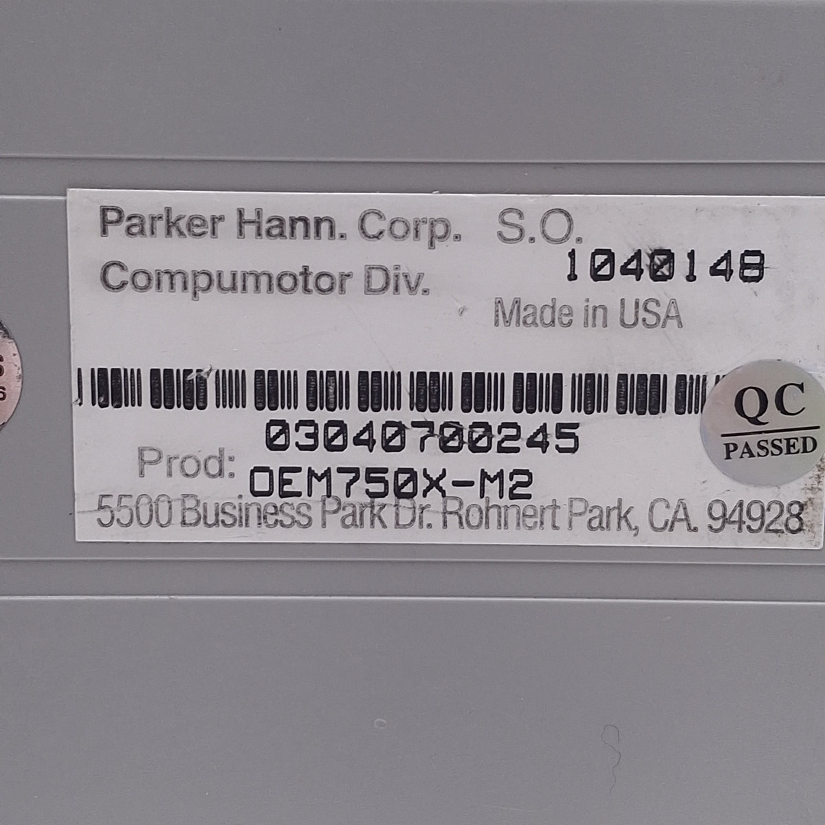 Used Parker OEM750X-M2 Compumotor Stepper Drive/Indexer, 2-Phase .15-7.5A 24-75VDC 2A