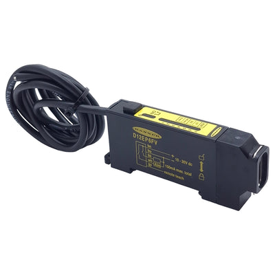 Used Banner D12SN6FV Glass Fiber Optic Amplifier, NPN, 10-30VDC, 5-Wire Lead, 0.9m