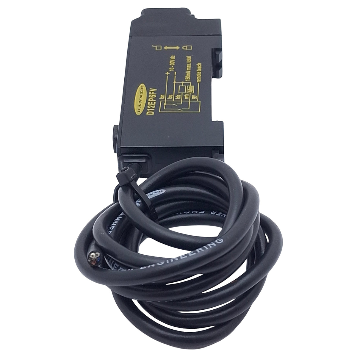Used Banner D12SN6FV Glass Fiber Optic Amplifier, NPN, 10-30VDC, 5-Wire Lead, 0.9m