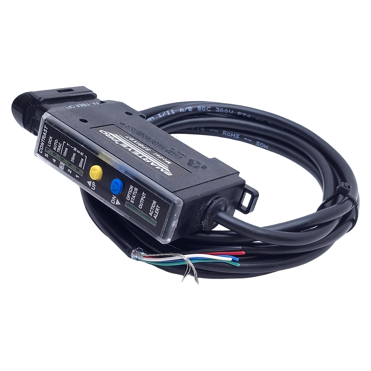 Used Tri-Tronics SPBIX97 Smarteye PRO Fiber Optic Amplifier, PNP/NPN, 10-30VDC, 5ft