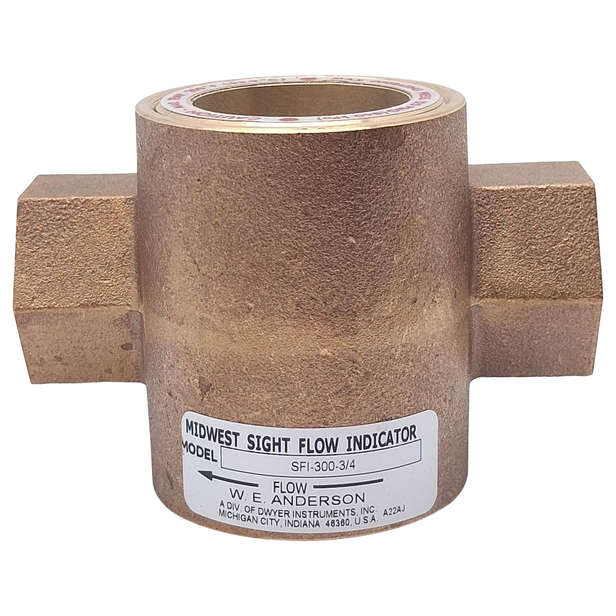 New W.E. Anderson SFI-300-3/4 Double-Window Sight Flow Indicator, 3/4in NPT, 125psi