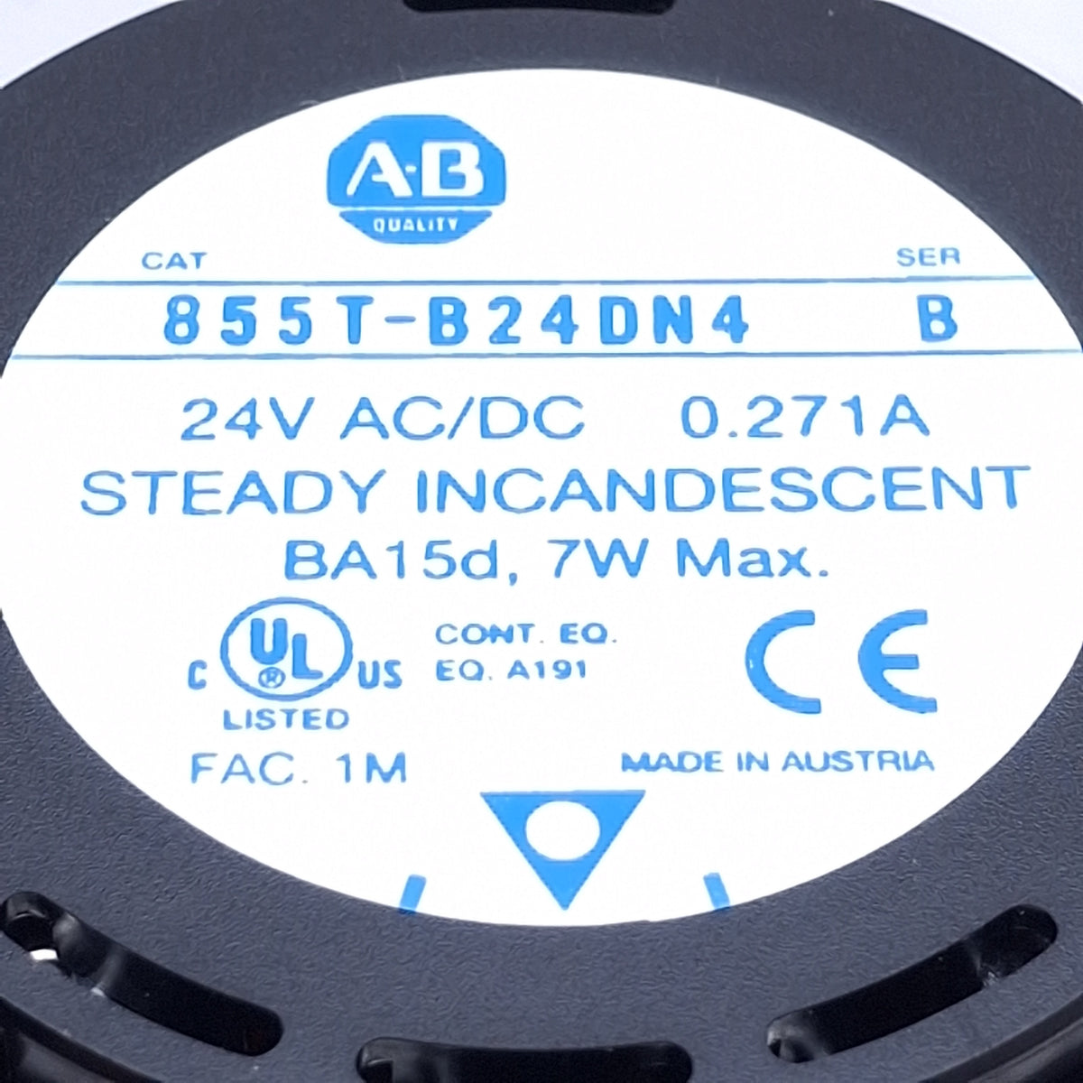 Used Allen Bradley 855T-B24DN4 Red Incandescent Stack Light Module, 24VACDC, 70mm