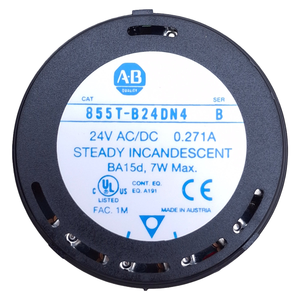 Used Allen Bradley 855T-B24DN4 Red Incandescent Stack Light Module, 24VACDC, 70mm