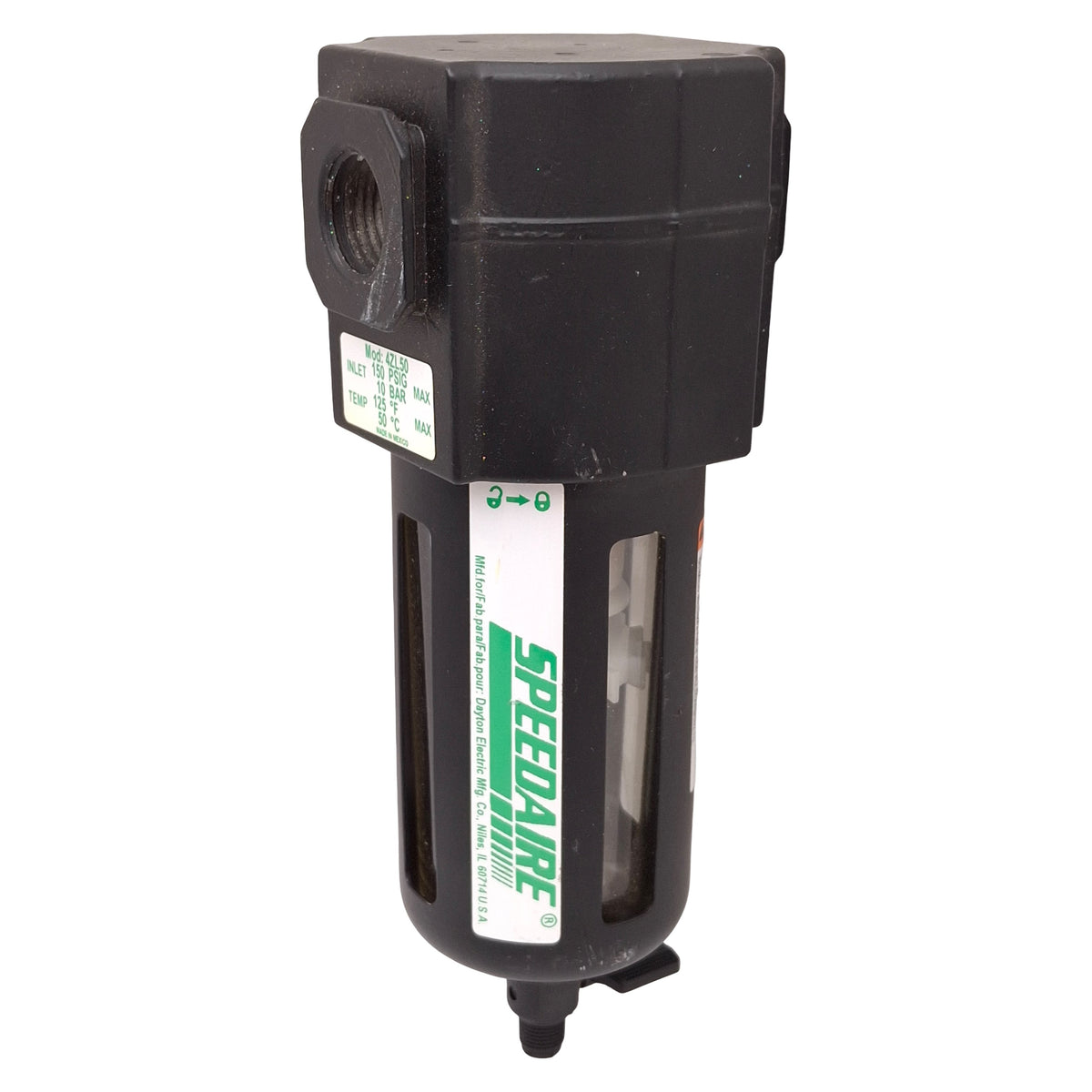 Used Dayton 4ZL50 Speedaire Compressed Air Filter, 5µm, 140cfm, 150psig, 1/2in NPT