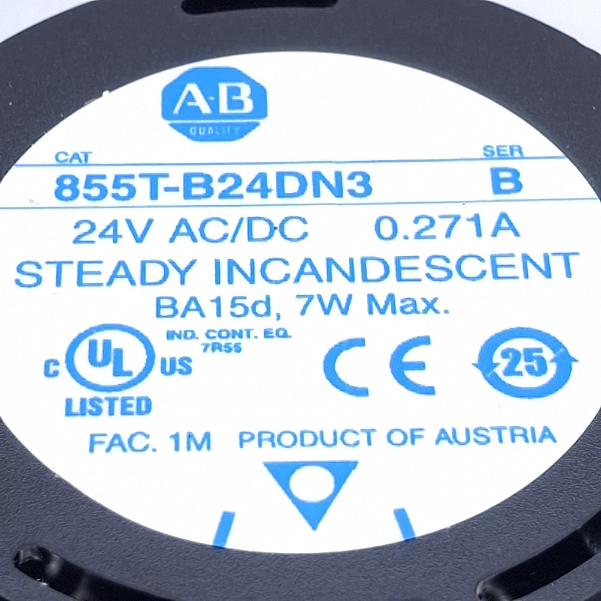 Used Allen Bradley 855T-B24DN3 Green Incandescent Stack Light Module, 24VAC/DC, 70mm