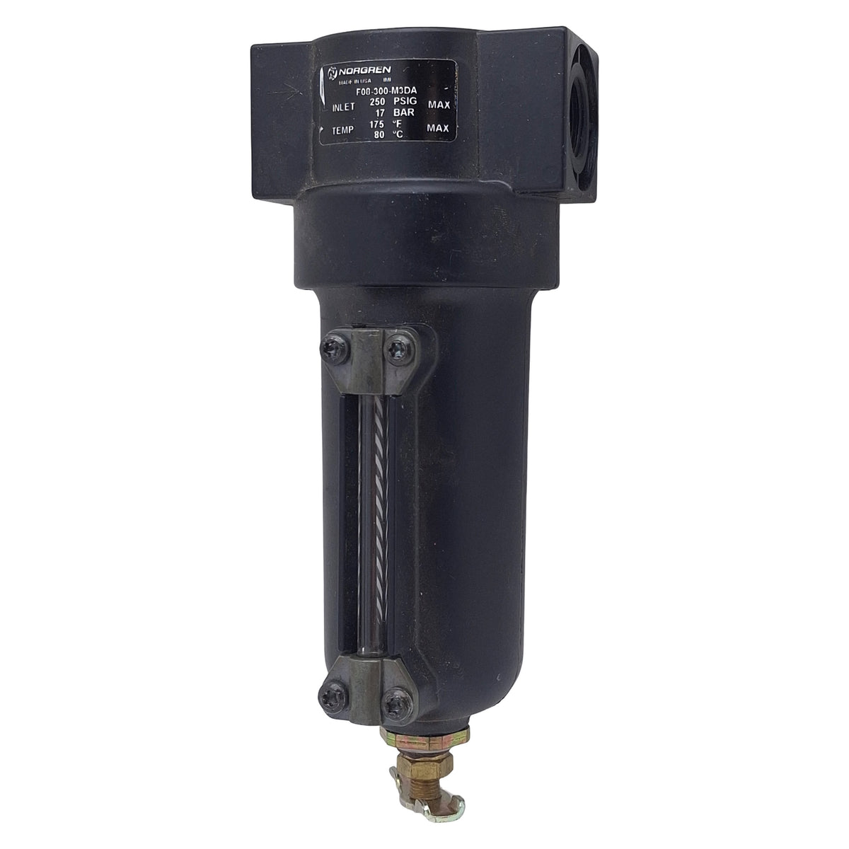 Used Norgren F08-300-M3DA Compressed Air Filter, 3/8in PTF, 250psi In, 50µm