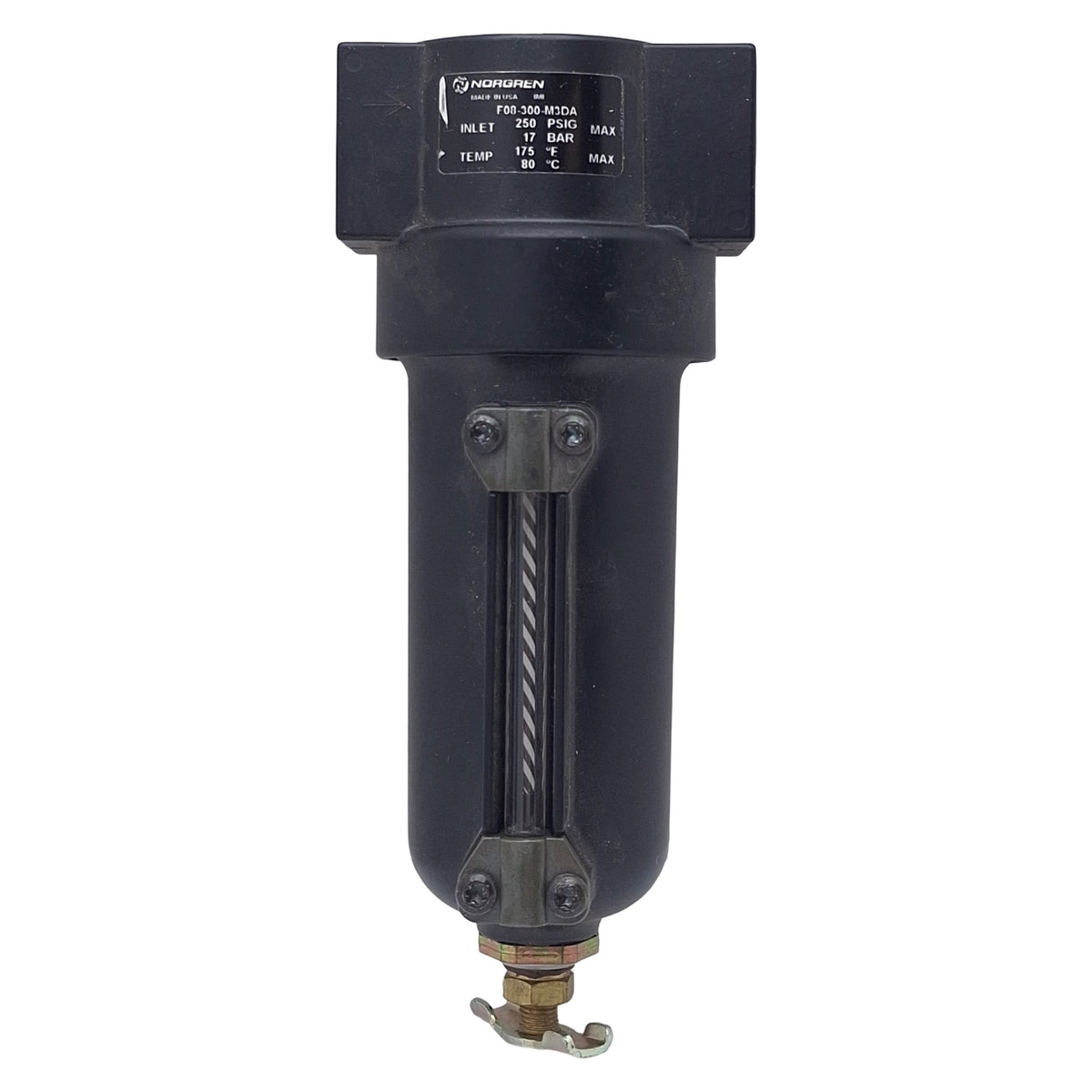 Used Norgren F08-300-M3DA Compressed Air Filter, 3/8in PTF, 250psi In, 50µm