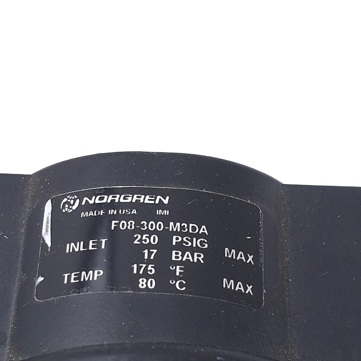 Used Norgren F08-300-M3DA Compressed Air Filter, 3/8in PTF, 250psi In, 50µm