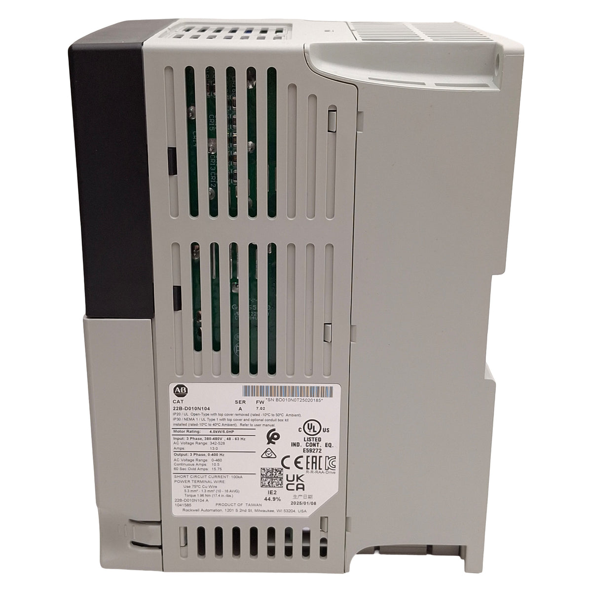 New – Open box Allen Bradley 22B-D010N104 PowerFlex 40 AC Drive, 4.0kW/5.0HP, 3Ø 460VAC 10.5A