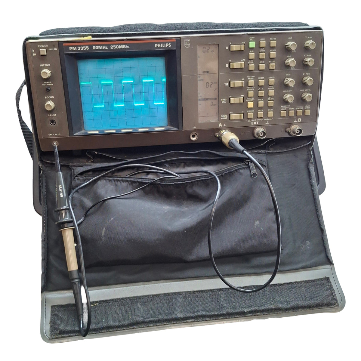 Used Philips PM3355/40 Combi-Oscilloscope 60MHz , 2-Channel, 8-Bit Resolution, 120VAC