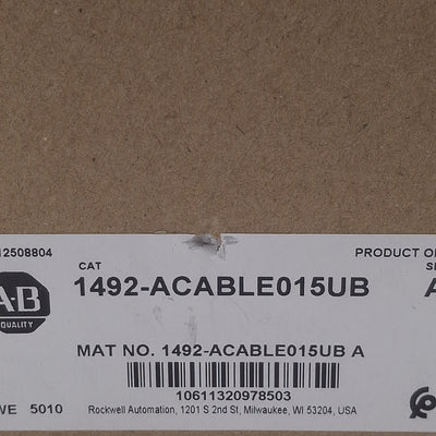 New Allen Bradley 1492-ACABLE015UB Analog Cable, 25-Pin D-Shell to 1756-TBCH, 1.5m